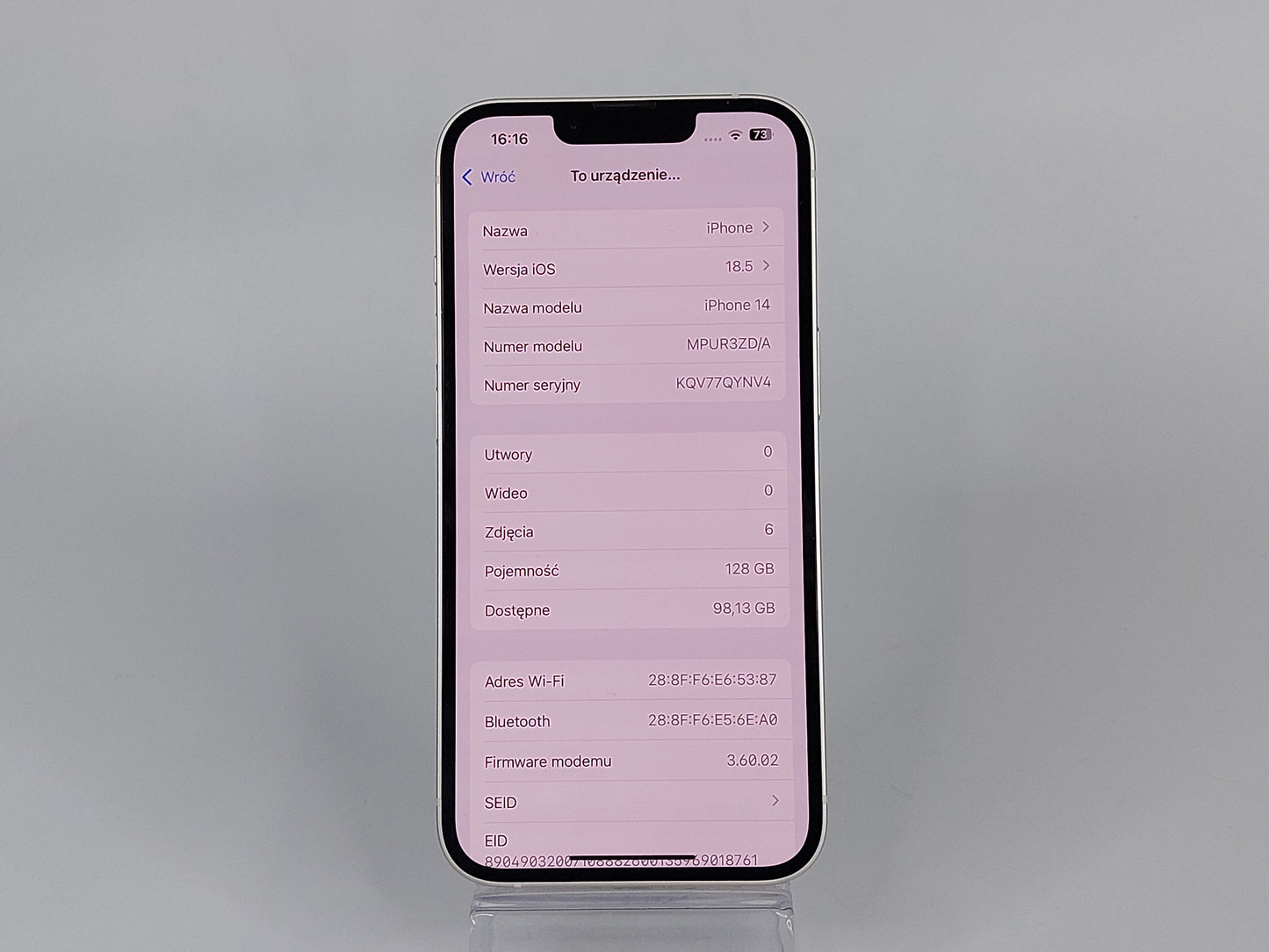 Apple iPhone 14 128GB, 83%, biały – stan idealny