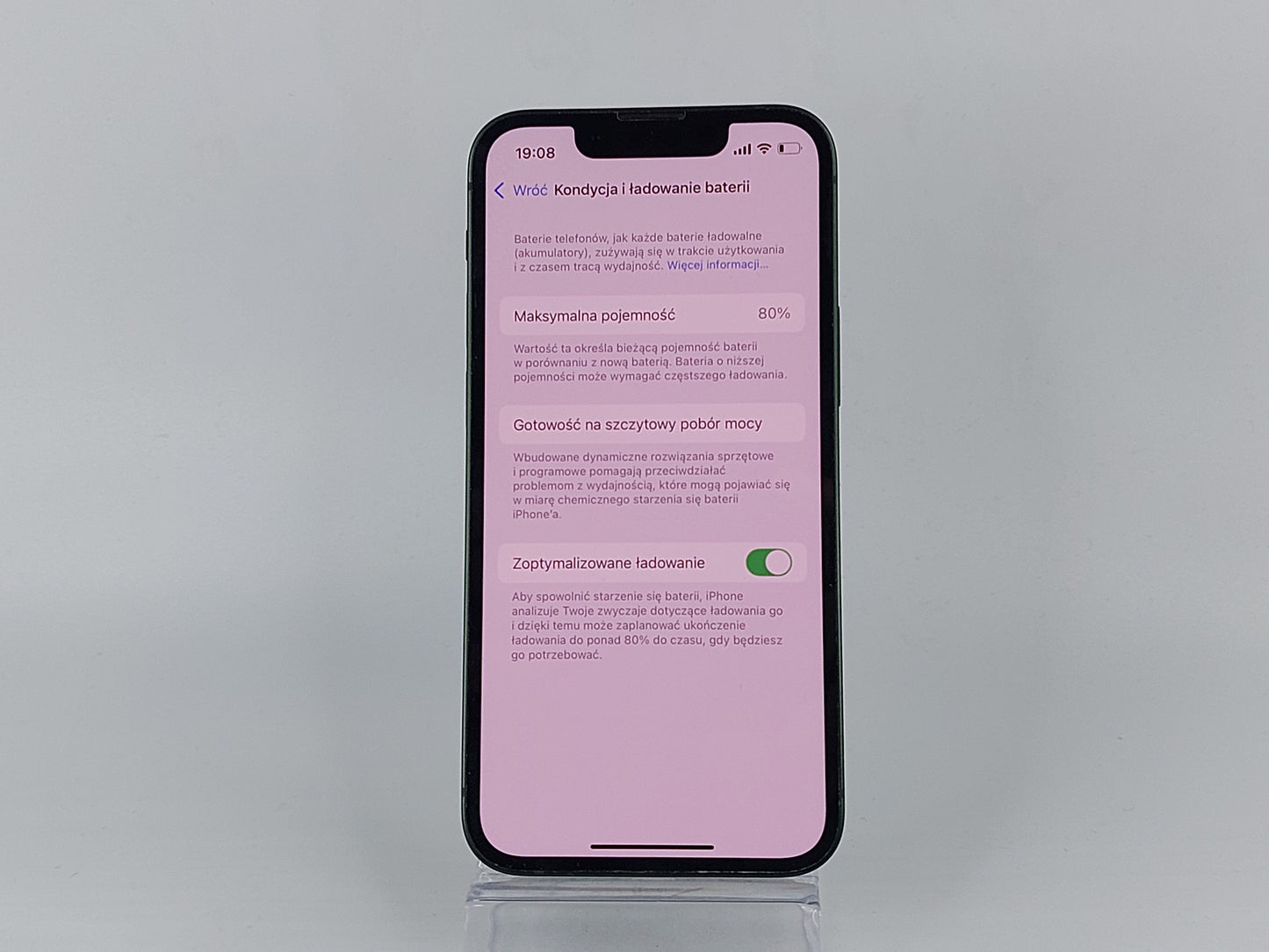iPhone 13 mini 128GB, 80% Zielony - Stan Bardzo Dobry