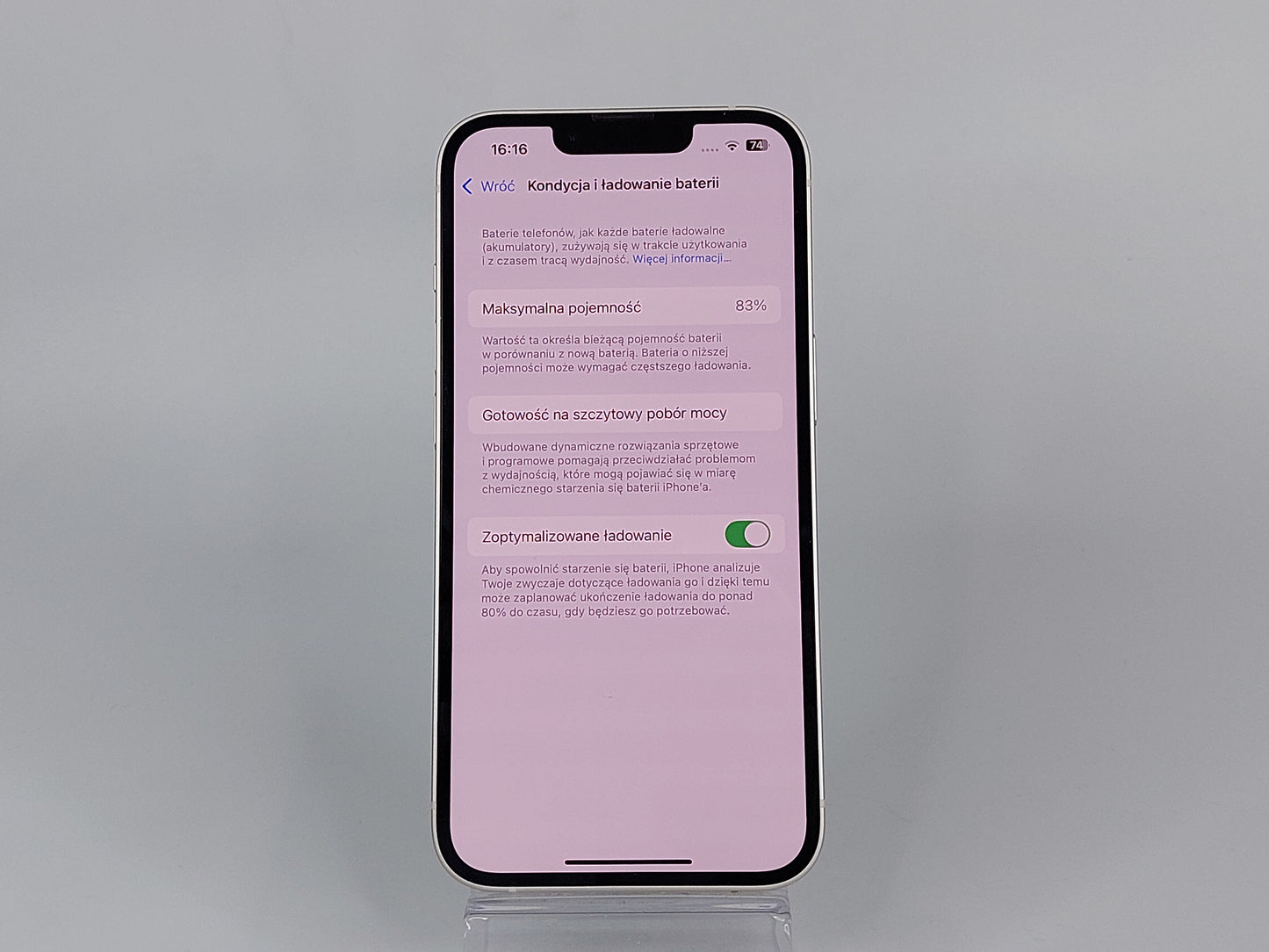 Apple iPhone 14 128GB, 83%, biały – stan idealny